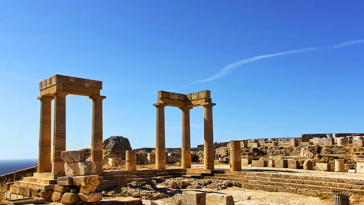 Ancient ruins on Rhodes island visited during Aegean Flow Turkey Greece tour