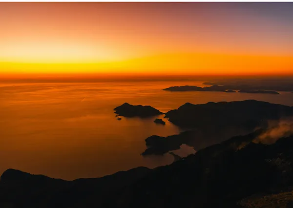 Aegean Sea sunset over Oludeniz during Aegean Flow slow travel journey
