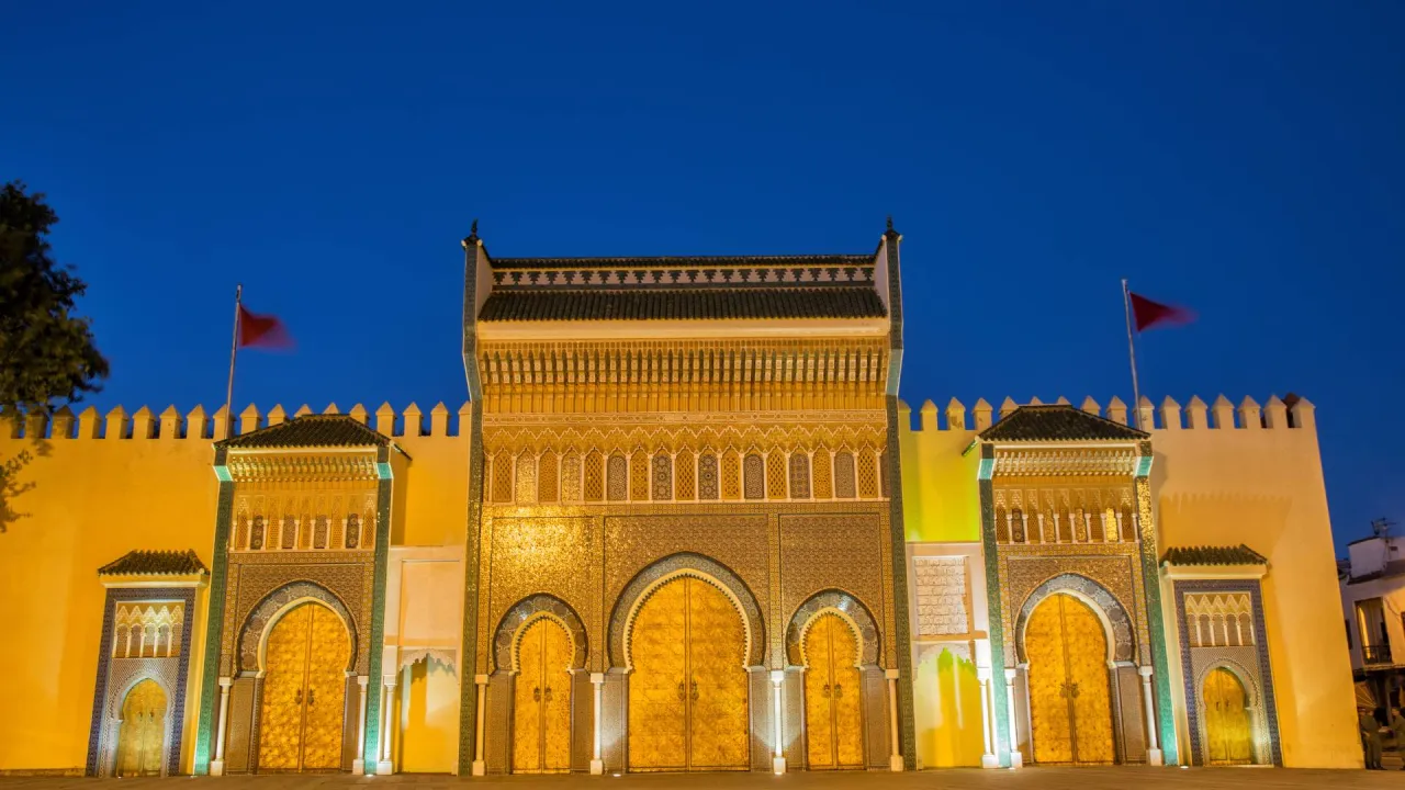 Golden gates of the Royal Palace in Fez, Morocco